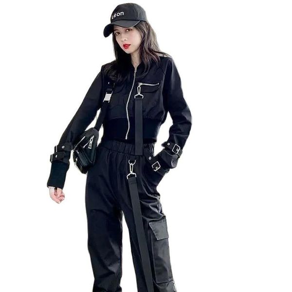 women's two piece pants dungarees suit women 2021 spring n fashion casual tracksuit short western style trousers two-piece trend, White 
women's two piece pants dungarees suit women 2021 spring n fashion casual tracksuit short western style trousers two-piece trend, White