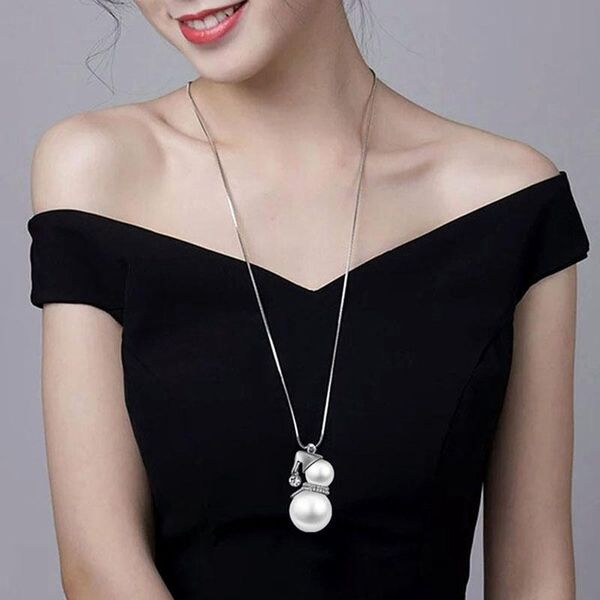 pendant necklaces fashion cute snowman long necklace women gold color pearl jewelry santa claus christmas gift wedding, Silver
pendant necklaces fashion cute snowman long necklace women gold color pearl jewelry santa claus christmas gift wedding, Silver