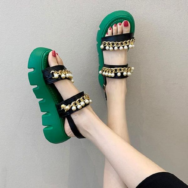 sandals casual roman shoes fashion thick-soled pearl chain exquisite ladies summer shoes., Black
sandals casual roman shoes fashion thick-soled pearl chain exquisite ladies summer shoes., Black