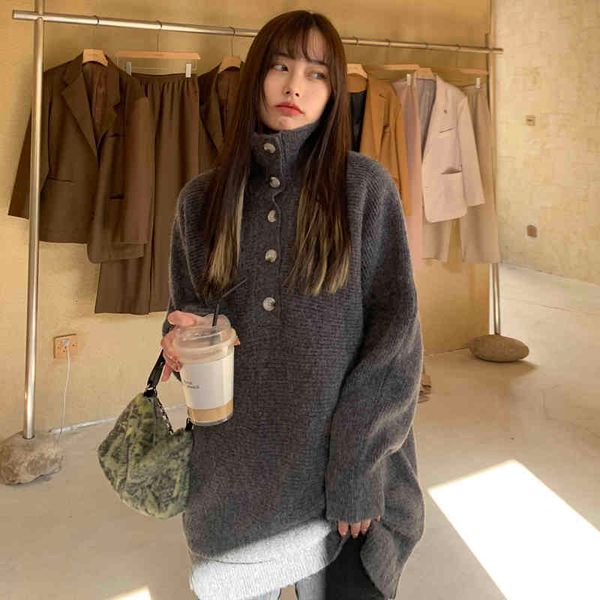 women's sweaters han edition high collar button control to film the design feels soft waxy qiu dong female in languid is lazy sweater t, White;black
women's sweaters han edition high collar button control to film the design feels soft waxy qiu dong female in languid is lazy sweater t, White;black