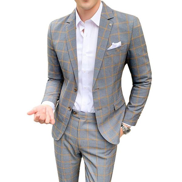 fashion suits men prom tuxedos dress slim fit 2 pcs set male business casual wedding plaid blazers jacket coat pants trousers men's &, White;black
fashion suits men prom tuxedos dress slim fit 2 pcs set male business casual wedding plaid blazers jacket coat pants trousers men's &, White;black