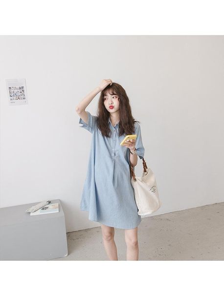 maternity dresses summer clothes korean version of the lapel open button baby shirt pregnant women short-sleeved dress, White
maternity dresses summer clothes korean version of the lapel open button baby shirt pregnant women short-sleeved dress, White
