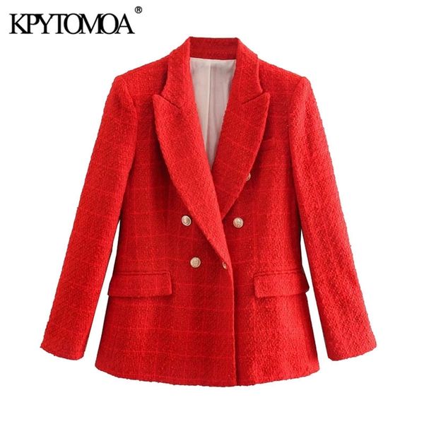 women fashion double breasted tweed blazer coat vintage long sleeve pockets female outerwear chic veste femme 210421, White;black
women fashion double breasted tweed blazer coat vintage long sleeve pockets female outerwear chic veste femme 210421, White;black