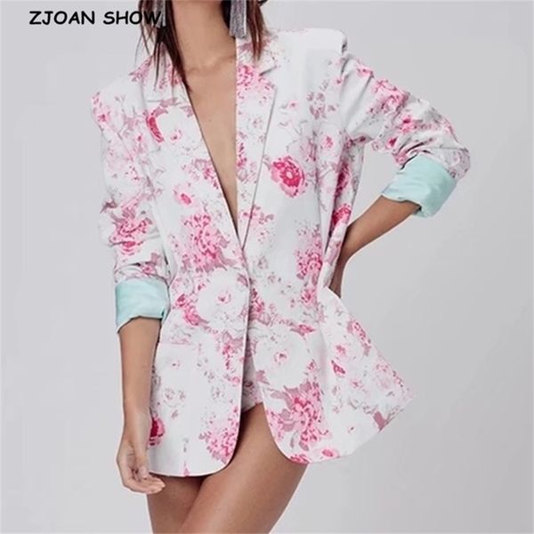 autumn pink flower print blazer white vintage women notched long sleeve one button loose suit back slit casual coat outwear 210429, White;black
autumn pink flower print blazer white vintage women notched long sleeve one button loose suit back slit casual coat outwear 210429, White;black