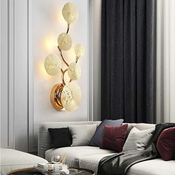 wall lamp nordic post-modern golden lotus leaf living room background decoration aisle bedroom study bedside
wall lamp nordic post-modern golden lotus leaf living room background decoration aisle bedroom study bedside