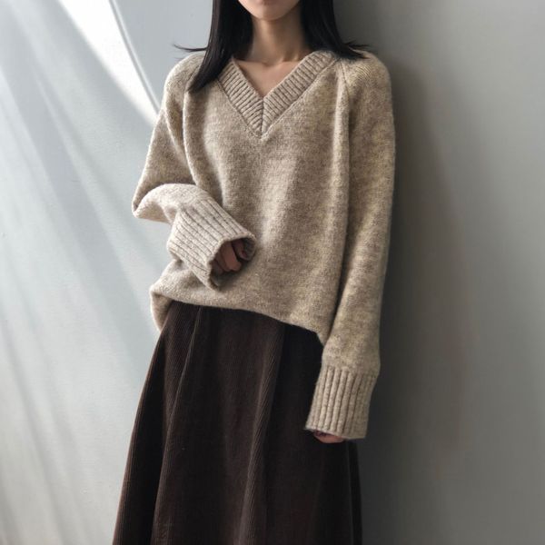 pullover sweater women fall winter causal version of the v neck lazy wind oversize solid color base knitted female 210520, White;black
pullover sweater women fall winter causal version of the v neck lazy wind oversize solid color base knitted female 210520, White;black