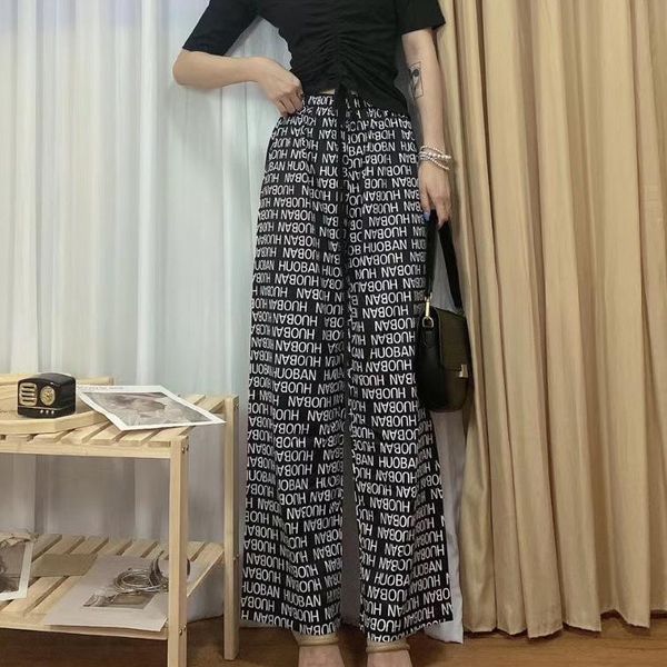 women's pants & capris wide leg women fashion letter graffiti loose high waist drape female trousers straight summer print streetwear, Black;white
women's pants & capris wide leg women fashion letter graffiti loose high waist drape female trousers straight summer print streetwear, Black;white