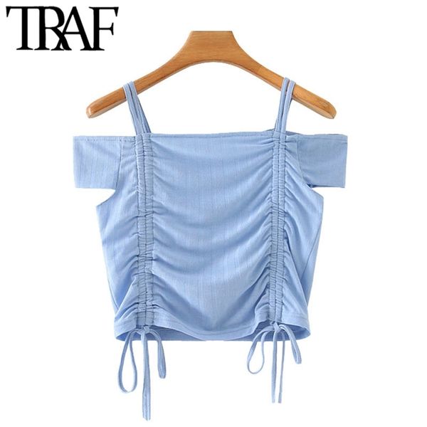 women fashion with tie pleated cropped blouses vintage slash neck short sleeve straps female shirts chic 210507, White
women fashion with tie pleated cropped blouses vintage slash neck short sleeve straps female shirts chic 210507, White