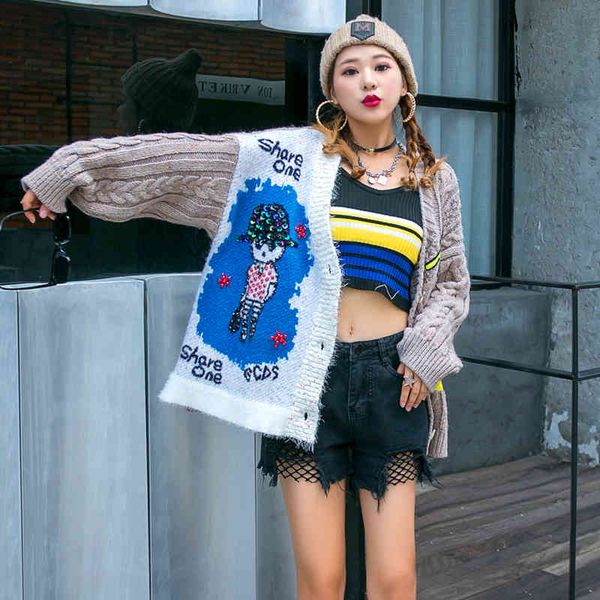 sweaters european station autumn net red cardigan women lazy wind loose cartoon beaded heavy industry outer wear sweater, White;black
sweaters european station autumn net red cardigan women lazy wind loose cartoon beaded heavy industry outer wear sweater, White;black