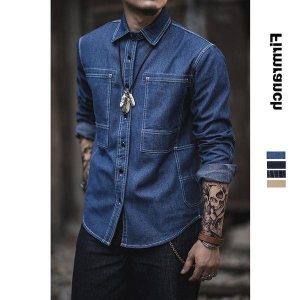 men's casual shirts men heavy denim primary color vintage wear amekaji retro pockets canvas work shirt jackets, White;black
men's casual shirts men heavy denim primary color vintage wear amekaji retro pockets canvas work shirt jackets, White;black