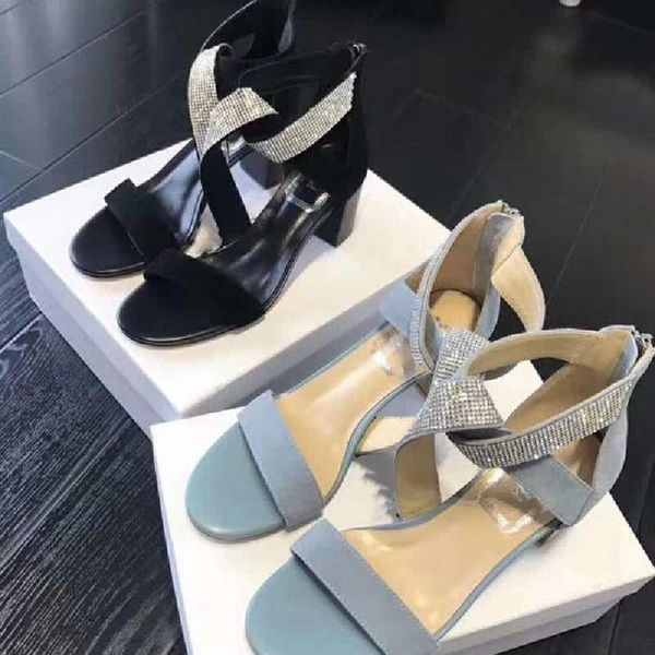 spring/summer genuine leather women sandals handmade crystal decro square heels for designer shoe, Black
spring/summer genuine leather women sandals handmade crystal decro square heels for designer shoe, Black