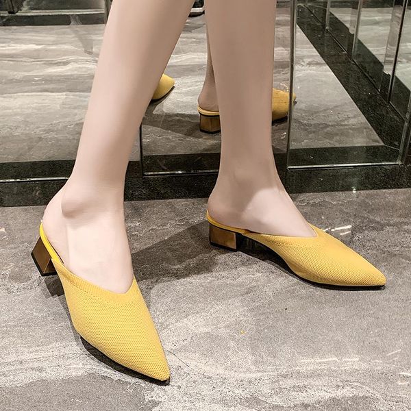 slippers knit mules shoes women block heel fashion meatal pointed toe breathable summer outdoor sandals female, Black
slippers knit mules shoes women block heel fashion meatal pointed toe breathable summer outdoor sandals female, Black