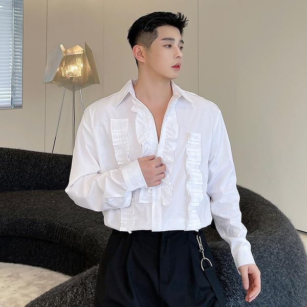 men's casual shirts long sleeved lace white shirt personality korean fashion large size trendy ins net red blogger loose, White;black
men's casual shirts long sleeved lace white shirt personality korean fashion large size trendy ins net red blogger loose, White;black