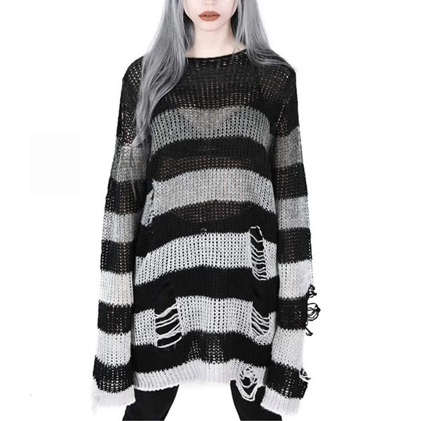 women's sweaters women pullovers striped cool hollow out hole broken jumper loose streetwear knit sweater color block, White;black
women's sweaters women pullovers striped cool hollow out hole broken jumper loose streetwear knit sweater color block, White;black