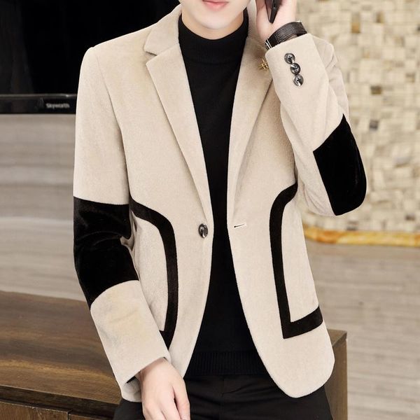 men's suits & blazers 2021 autumn winter men woolen short lapel casual business trench coat suit jacket social dress, White;black
men's suits & blazers 2021 autumn winter men woolen short lapel casual business trench coat suit jacket social dress, White;black