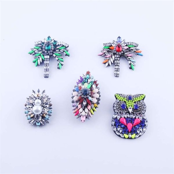new baroque fashion personality full diamond leaf owl women's dance brooch, Gray
