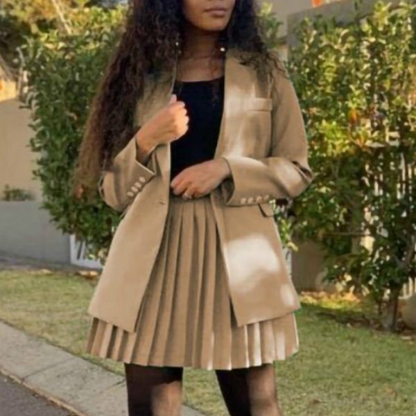 women's blouses & shirts women two pieces set blazer coat with pleated mini skirts elegant ladies work wear long sleeve female sui, White
women's blouses & shirts women two pieces set blazer coat with pleated mini skirts elegant ladies work wear long sleeve female sui, White