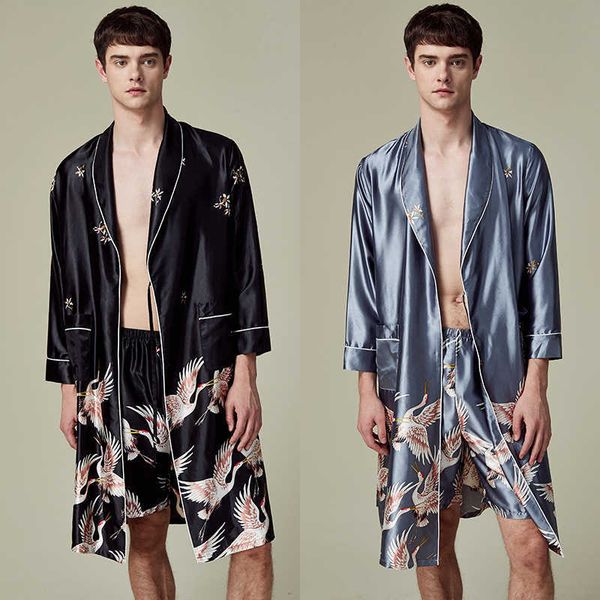 ice silk crane pajamas summer men's shorts nightgown home clothes two piece suit 1810, Black;brown
ice silk crane pajamas summer men's shorts nightgown home clothes two piece suit 1810, Black;brown