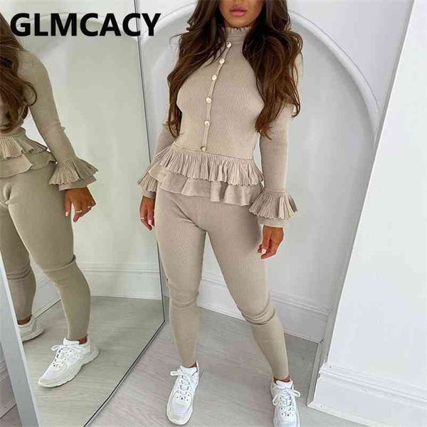 women solid elegant two piece suits long sleeve ruffles and skinny pants set 210727, White
women solid elegant two piece suits long sleeve ruffles and skinny pants set 210727, White