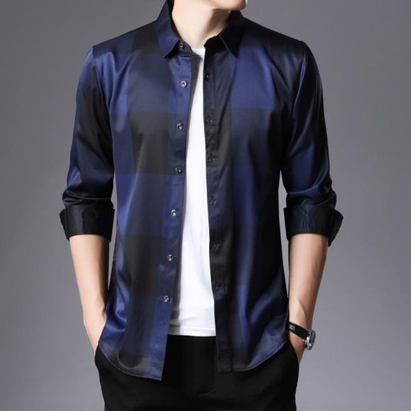 men's casual shirts spring plaid long sleeve slim fit mens shirt streetwear social business office fashion lapel tees, White;black
men's casual shirts spring plaid long sleeve slim fit mens shirt streetwear social business office fashion lapel tees, White;black
