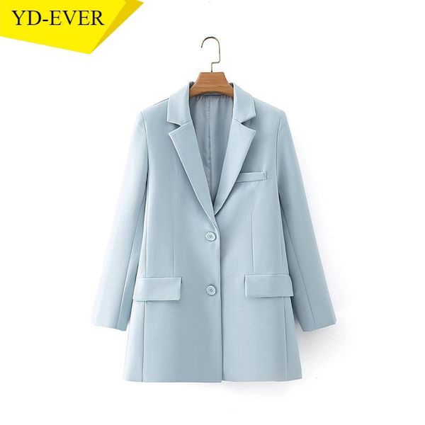 women blue blazer coat vintage notched collar pocket 2021 fashion female casual chic da09 women's suits & blazers, White;black
women blue blazer coat vintage notched collar pocket 2021 fashion female casual chic da09 women's suits & blazers, White;black
