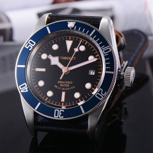 wristwatches corgeut 41mm automatic mechanical men watch military schwarz bay leather strap luminous waterproof sport diver wristwatch, Slivery;brown
wristwatches corgeut 41mm automatic mechanical men watch military schwarz bay leather strap luminous waterproof sport diver wristwatch, Slivery;brown