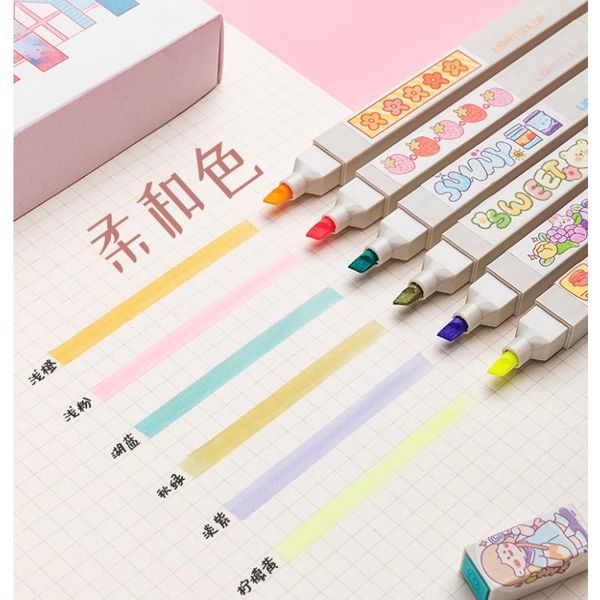 6colors/ set highlighter markers fluorescent pen double head creative marker school supplies student office accessory k21 highlighters, Black;red
6colors/ set highlighter markers fluorescent pen double head creative marker school supplies student office accessory k21 highlighters, Black;red