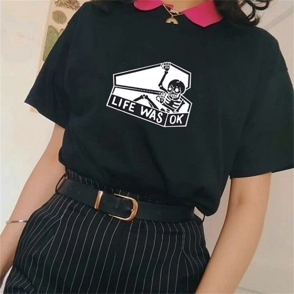 gothic life was ok skeleton t-shirt women graphic casual cotton grunge quote funny hipster fashion tee 210512, White
gothic life was ok skeleton t-shirt women graphic casual cotton grunge quote funny hipster fashion tee 210512, White
