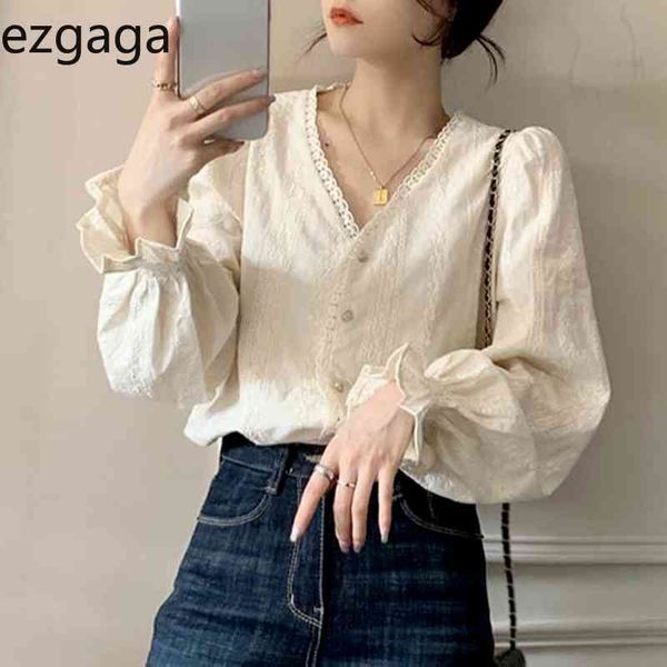 ezgaga tender embroidery blouse women long sleeve v-neck lace spring new korean chic loose elegant shirts female fashion 210430, White
ezgaga tender embroidery blouse women long sleeve v-neck lace spring new korean chic loose elegant shirts female fashion 210430, White