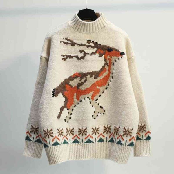 christmas deer knitted women pullovers autumn winter korean jumper loose oversized sweaters pull femme 36hw, White;black
christmas deer knitted women pullovers autumn winter korean jumper loose oversized sweaters pull femme 36hw, White;black