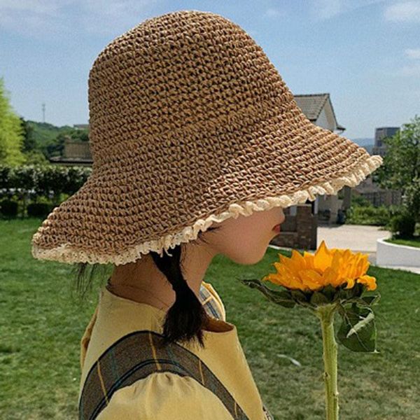 wide brim hats fashion summer for women solid color straw sun hat lady girls lace beach female travel folding chapeau femme, Blue;gray
wide brim hats fashion summer for women solid color straw sun hat lady girls lace beach female travel folding chapeau femme, Blue;gray