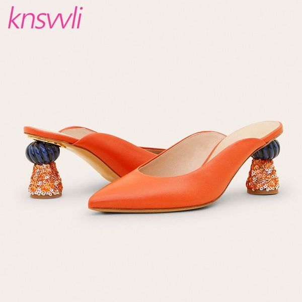 slippers glittering strange style heels mules shoes women pointed toe orange leather runway designer bling high heel, Black
slippers glittering strange style heels mules shoes women pointed toe orange leather runway designer bling high heel, Black