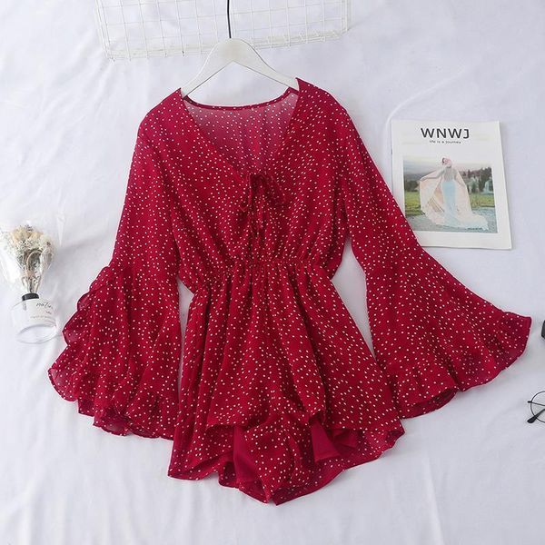 women shirts boho style satin printed chiffon rompers shirt autumn summer playsuits polka dot vintage long for, White
women shirts boho style satin printed chiffon rompers shirt autumn summer playsuits polka dot vintage long for, White