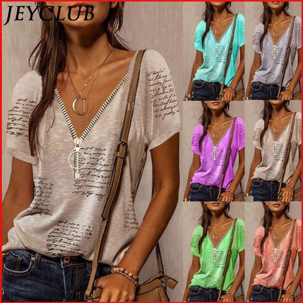 women's t-shirt vintage v-neck letter print zipper harajuku tee shirt femme plus size streetwear casual y2k tshirt women summer clothin, White
women's t-shirt vintage v-neck letter print zipper harajuku tee shirt femme plus size streetwear casual y2k tshirt women summer clothin, White