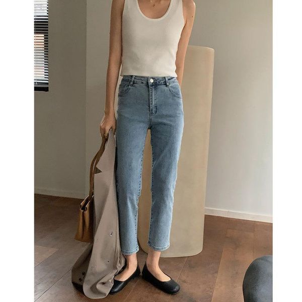 women's jeans straight-leg women high-waisted slim drape 2021 autumn korean version cotton casual ladies cropped trousers, Blue
women's jeans straight-leg women high-waisted slim drape 2021 autumn korean version cotton casual ladies cropped trousers, Blue