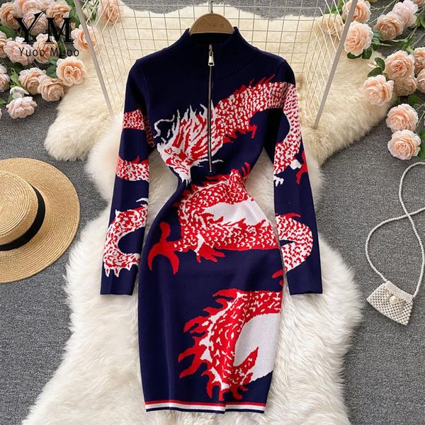 casual dresses yuoomuoo 2021 winter women dragon pattern long sleeve knitted dress harajuku zipper collar bodycon robes vestidos, Black;gray
casual dresses yuoomuoo 2021 winter women dragon pattern long sleeve knitted dress harajuku zipper collar bodycon robes vestidos, Black;gray