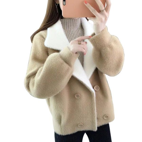 women's wool & blends 2021 double-sided coat short lapel double-breasted large size loose jacket elegant clothing for women autumn wint, Black
women's wool & blends 2021 double-sided coat short lapel double-breasted large size loose jacket elegant clothing for women autumn wint, Black