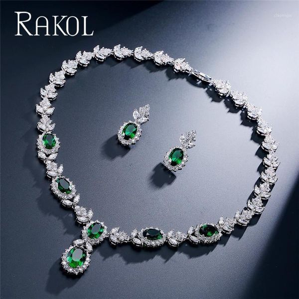 earrings & necklace rakol romantic trendy white set jewelry flower design water drop cz wedding sets for brides christmas gifts, Silver
earrings & necklace rakol romantic trendy white set jewelry flower design water drop cz wedding sets for brides christmas gifts, Silver