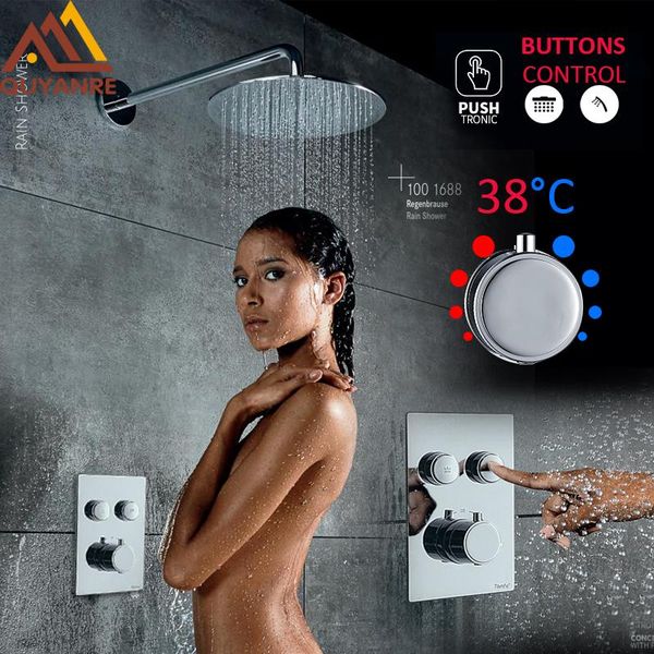 quyanre round 2-way thermostatic shower faucets set brass rainfall two buttons control mixer bathroom sets
quyanre round 2-way thermostatic shower faucets set brass rainfall two buttons control mixer bathroom sets