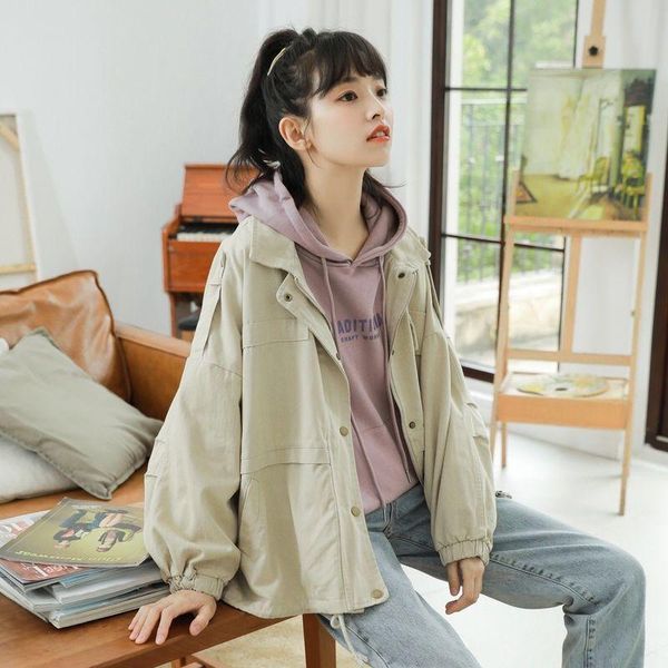 women's jackets 2021 elegant women solid loose coat autumn female long sleeve single-breasted pockets outwear casual short jacket w577, Black;brown
women's jackets 2021 elegant women solid loose coat autumn female long sleeve single-breasted pockets outwear casual short jacket w577, Black;brown