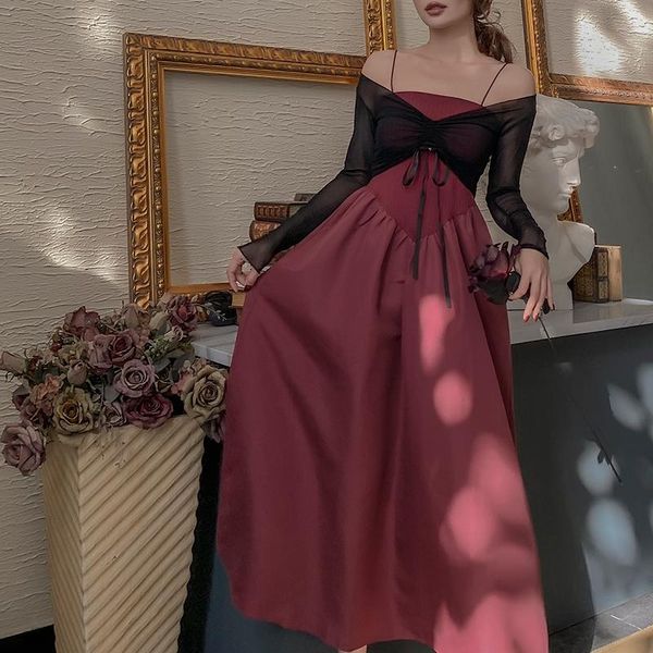 autumn winter vintage wine red dress fashion sleeveless spaghetti straps a-line women party dresses ankle-length casual, Black;gray
autumn winter vintage wine red dress fashion sleeveless spaghetti straps a-line women party dresses ankle-length casual, Black;gray