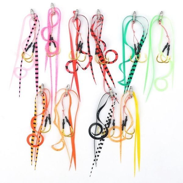 rubber skirts assist fishing hooks 1 piece striped tail high carbon steel gold double barbed jig
rubber skirts assist fishing hooks 1 piece striped tail high carbon steel gold double barbed jig