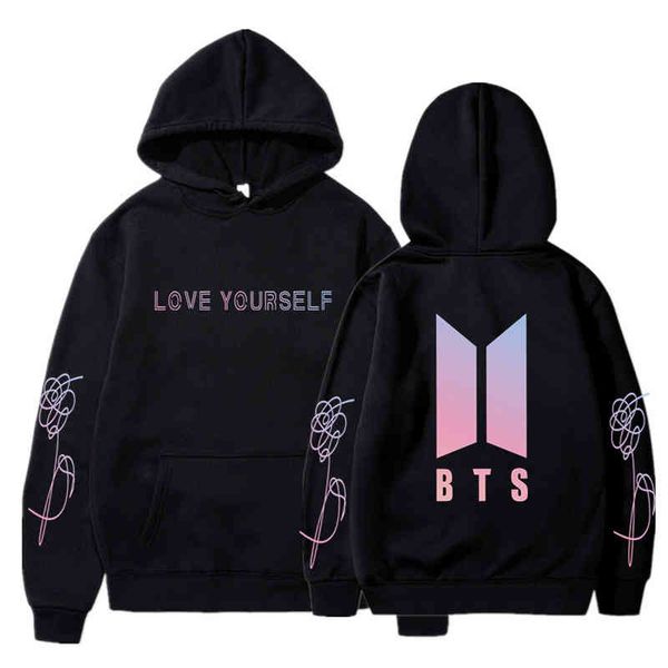 jungkook kpop jimin suga hoodi 97 sweatshirt love yourself hoody sweatshirt harajuku bangtan boys 94 95 92 hoody, Black