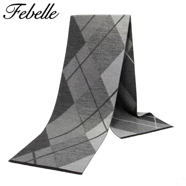 scarves febelle winter men cashmere scarf fall plaid male, Blue;gray