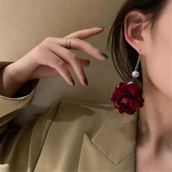 dangle & chandelier elegant red rose velvet drop earrings long ear line pearl for women wedding bride fashion jewlery, Silver
dangle & chandelier elegant red rose velvet drop earrings long ear line pearl for women wedding bride fashion jewlery, Silver