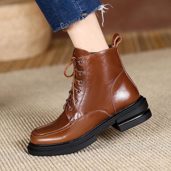 boots british retro ladies short thick-soled mid-heel lace-up natural leather handmade, Black
boots british retro ladies short thick-soled mid-heel lace-up natural leather handmade, Black