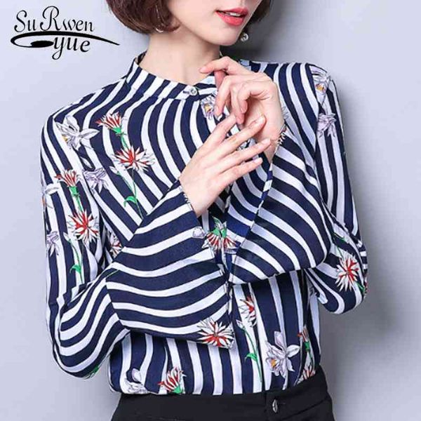 fashion print ladies clothing slim striped blouse korean style women o-collar long sleeve chiffon 5106 50 210521, White
fashion print ladies clothing slim striped blouse korean style women o-collar long sleeve chiffon 5106 50 210521, White