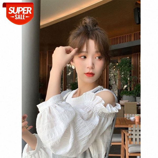 net celebrity with off-shoulder small shirt solid color women's thin year sweet hedging round neck long-sleeved #lk5b, White
net celebrity with off-shoulder small shirt solid color women's thin year sweet hedging round neck long-sleeved #lk5b, White