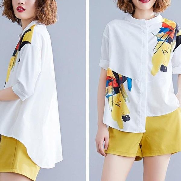 summer short two piece set women hidden breasted loose shirt + yellow wide leg mini pants female work wear fashion suits women's tracks, Gray
summer short two piece set women hidden breasted loose shirt + yellow wide leg mini pants female work wear fashion suits women's tracks, Gray