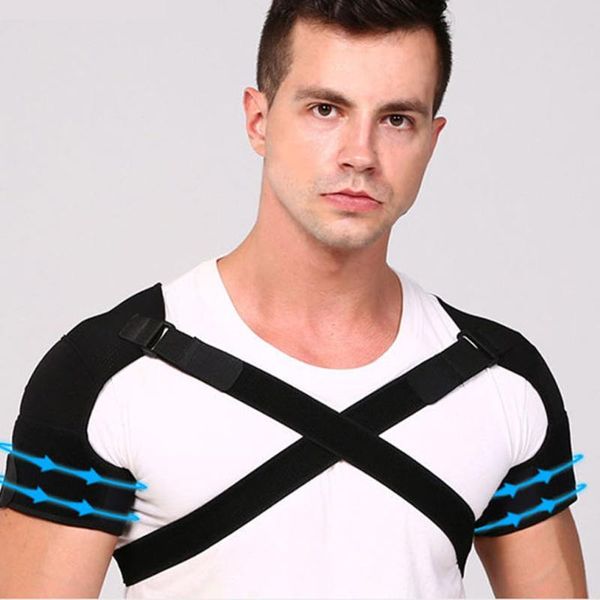 back support high-quality double shoulder straps adjustable sports adjustment effective treatment of kyphosis bandages, Black;blue
back support high-quality double shoulder straps adjustable sports adjustment effective treatment of kyphosis bandages, Black;blue